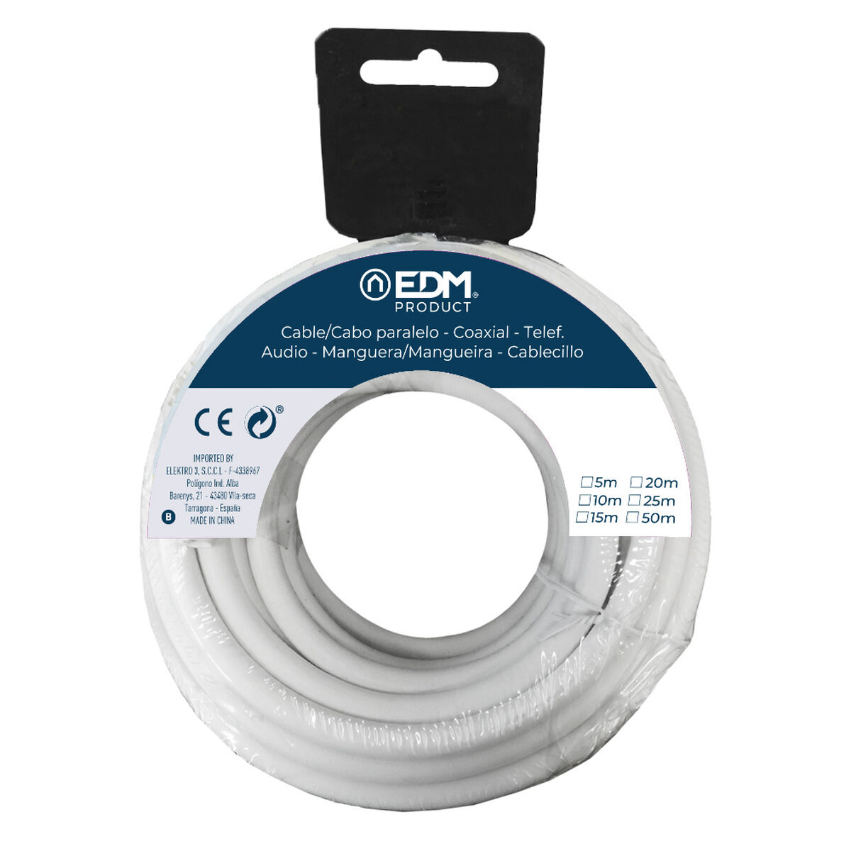 Kaabel EDM 28086 Valge 2 x 1 mm 10 m